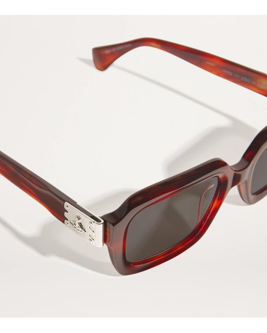 Vivienne Westwood Brown Tortoiseshell Rectangle Hardware Sunglasses for men