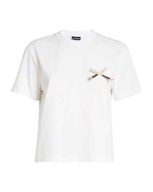 Jacquemus Bow-detail T-shirt in White | Lyst