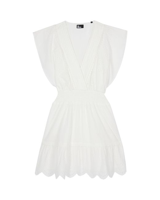 The Kooples White Smocked Broderie Anglaise Mini Dress
