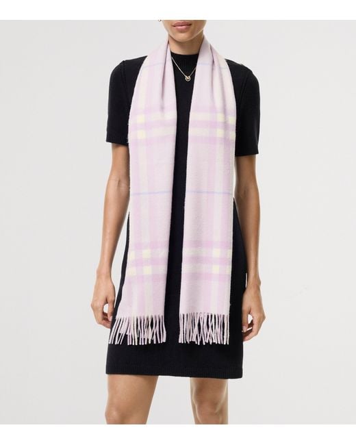 Burberry Pink Cashmere Check Scarf