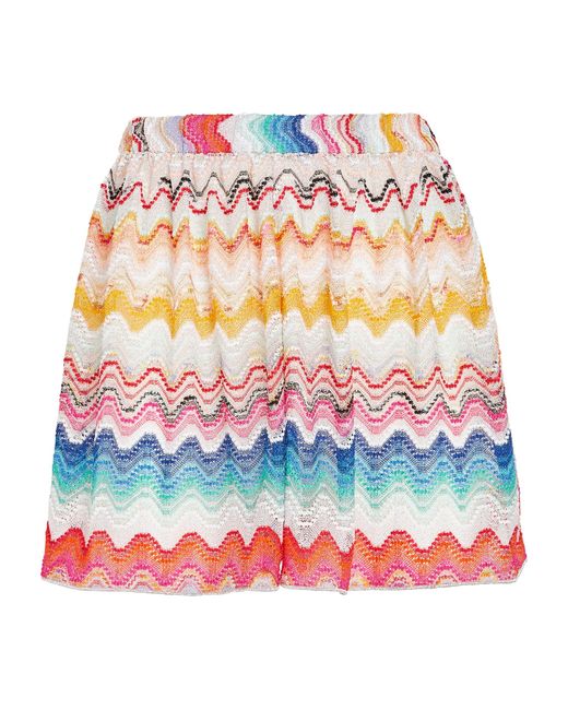 Missoni Red Knitted Wave Shorts