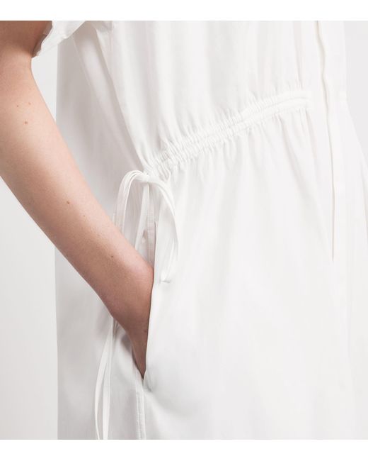 Polo Ralph Lauren White Cotton Polo Pony Midi Shirt Dress