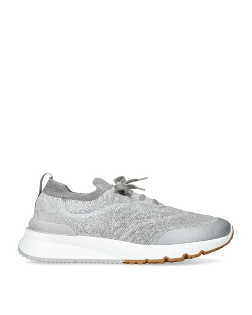Brunello Cucinelli White Knitted Sportiv Sneakers for men