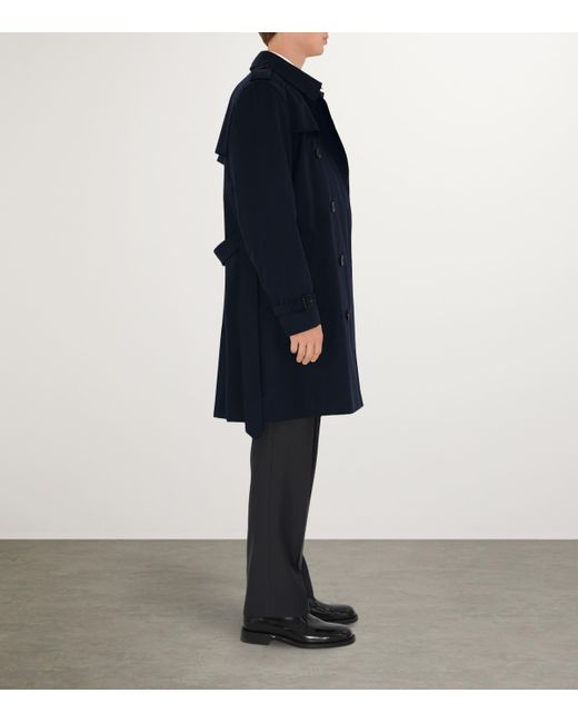 Burberry Blue Mid-Length Kensington Heritage Trench Coat for men