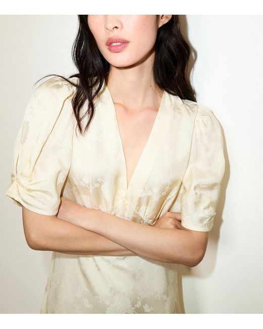 MAX&Co. White Satin V-Neck Midi Dress