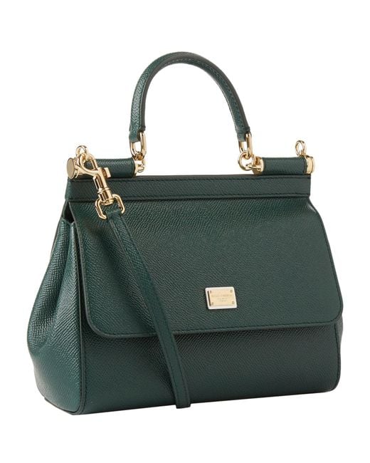Dolce & Gabbana Green Small Dauphine Leather Sicily Bag