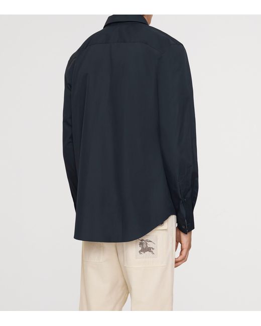 Burberry Blue Cotton Poplin Logo Shirt for men