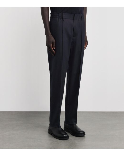 Emporio Armani Blue Stretch-Virgin Wool Trousers for men