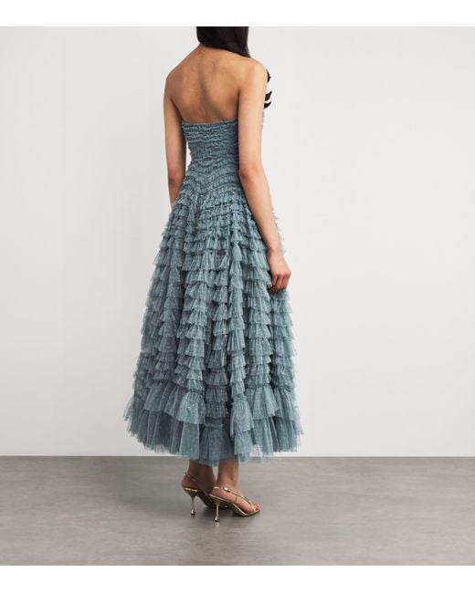 Needle & Thread Blue Strapless Hattie Maxi Dress