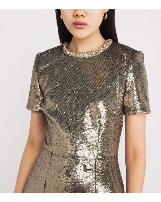 Roland Mouret Metallic Sequin Crystal-Embellished Gown