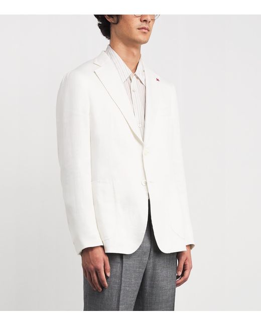 Isaia White Linen Capri Blazer for men