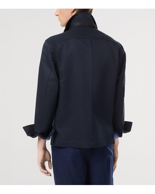Tom Ford Blue Leather-Trim Overshirt for men