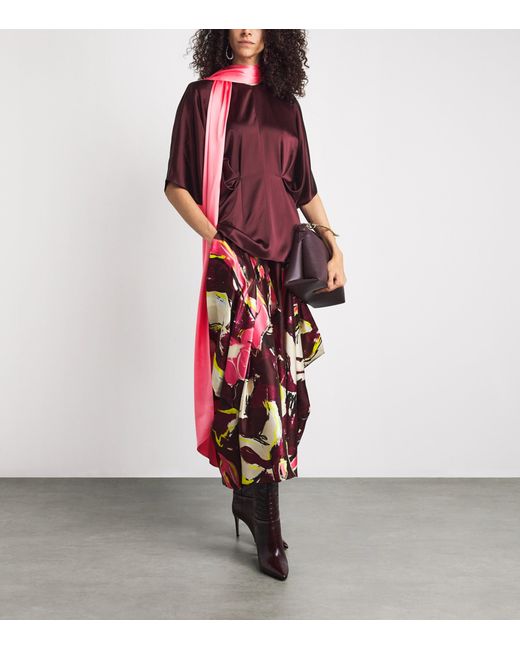 Roksanda Red Tie-Neck Satin Luma Blouse
