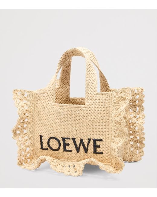 Loewe Natural X Paula's Ibiza Raffia Font Tote Bag