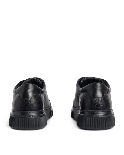 Giorgio Armani Black Leather Low-Top Sneakers for men