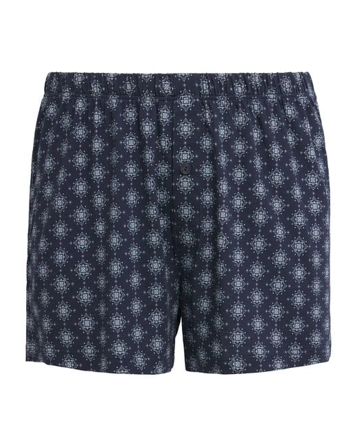 Hanro Blue Cotton Boxer Shorts for men