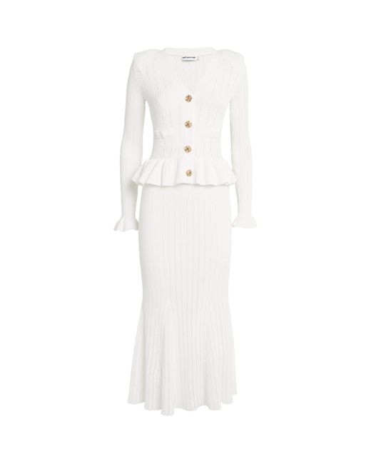 Self-Portrait Knitted Mini Dress in White | Lyst Canada