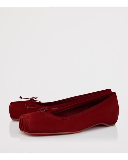 Christian Louboutin Red Cassia Nodo Suede Ballet Flats