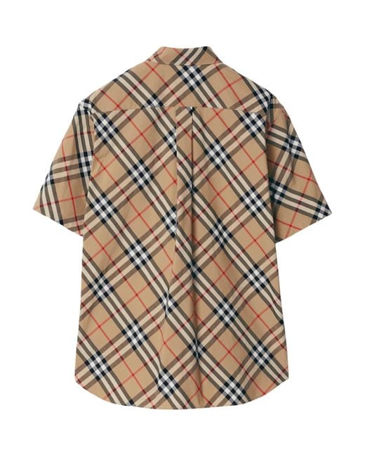 Burberry Gray Organic Cotton Short-Sleeve Check Shirt for men