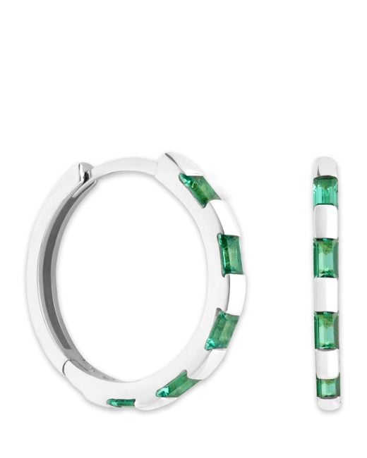 Astrid & Miyu Green And Emerald Baguette Hoop Earrings