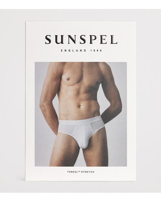 Sunspel Blue Tencel-Blend Stretch Briefs for men