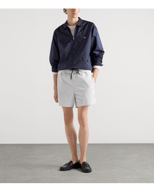 Prada Blue Re-Nylon Zip-Up Shirt for men