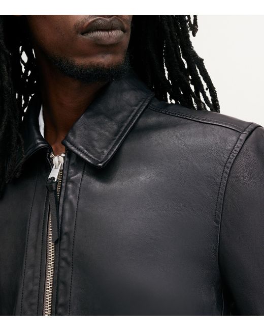 AllSaints Black Leather Erol Jacket for men