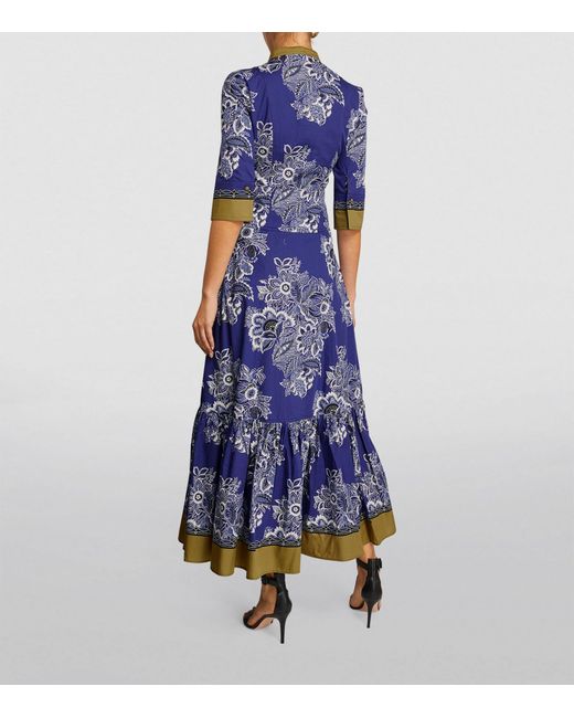 Etro Blue Cotton Printed Maxi Dress