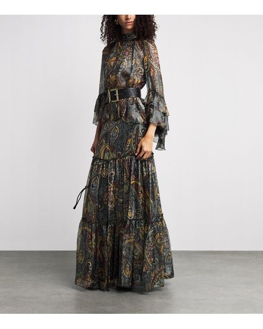 Etro Multicolor Silk-Blend Paisley Maxi Skirt