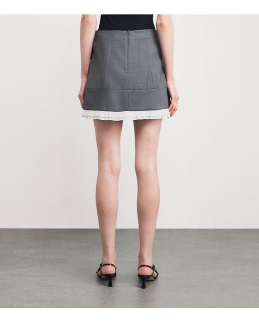 Maje Gray Wool-Blend Mini Skirt
