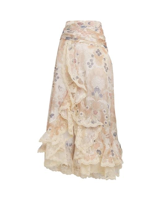 Zimmermann Natural Linen-Silk Rebellion Maxi Skirt