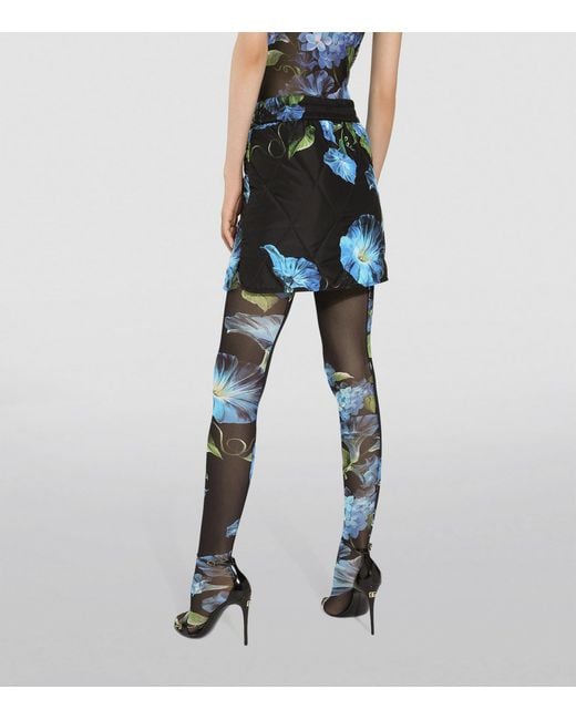 Dolce & Gabbana Black Floral Quilted Mini Skirt