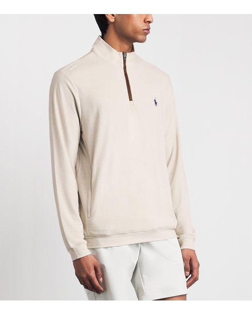 Ralph Lauren White Cotton-Blend Quarter-Zip Sweater for men