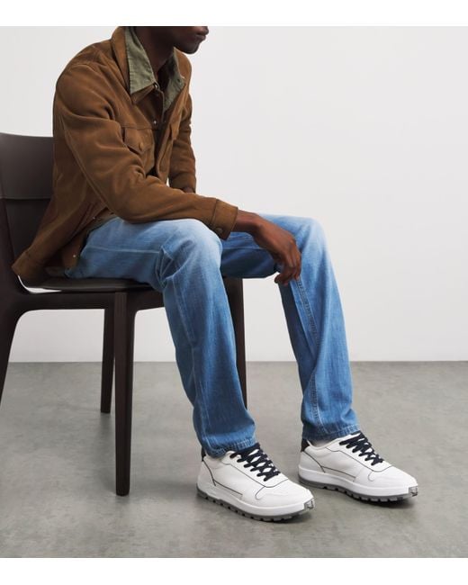 Brioni White Leather Crossing Sneakers for men