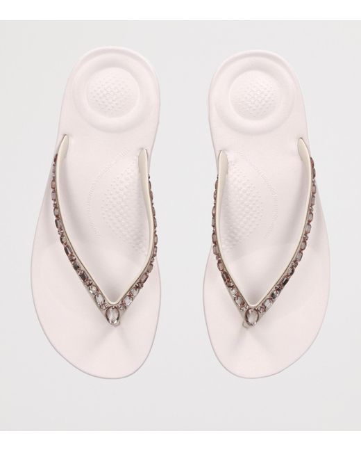 Fitflop White Iqushion Sparkle Flip Flops