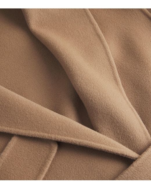 Max Mara Brown Virgin Wool Short Wrap Coat