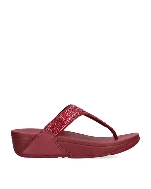 Fitflop Red Embellished Lulu Flatform Flip Flips 40