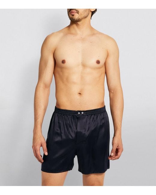 Zimmerli of Switzerland Blue Silk Boxers for men