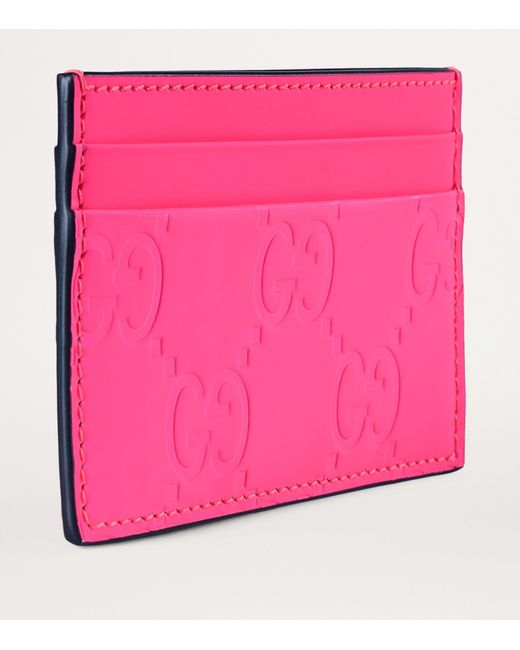 Gucci Pink Leather Gg Rubber-effect Card Holder for men