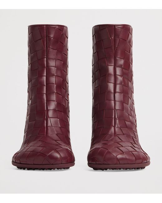 Bottega Veneta Purple Leather Atomic Ankle Boots 75