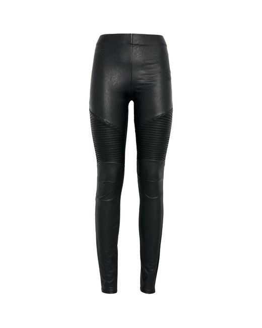 GOOD AMERICAN Black Faux Leather Moto Skinny Jeans