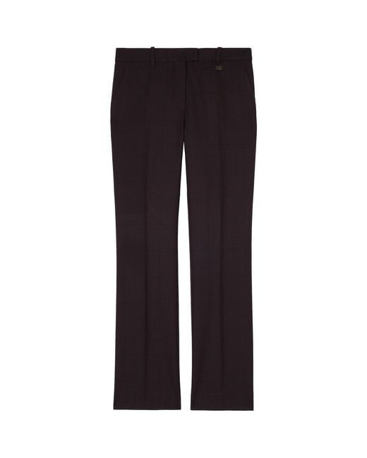 Burberry Brown Wool Check Tailored Trousers