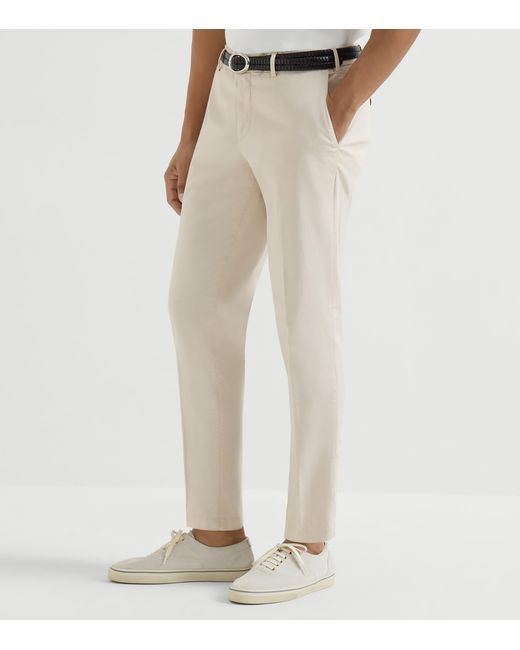 Brunello Cucinelli Natural Pima Cotton Comfort Gabardine Trousers for men