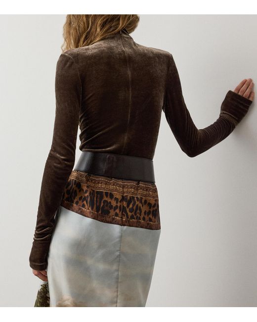 Ralph Lauren Brown Velour Ilene Top