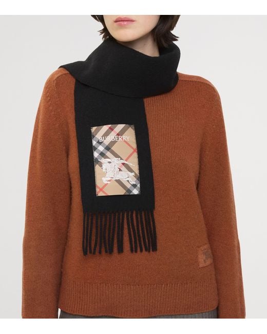Burberry Black Cashmere Check Scarf