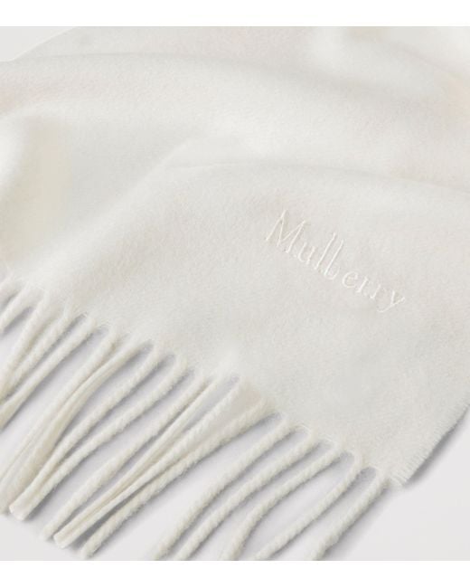 Mulberry White Small Merino Wool Scarf