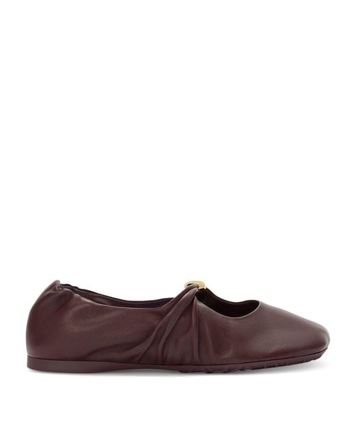 Loewe Brown Leather Pebble Soft Ballet Flats