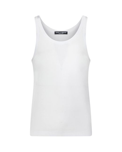 Dolce & Gabbana White Cotton Tank Top for men