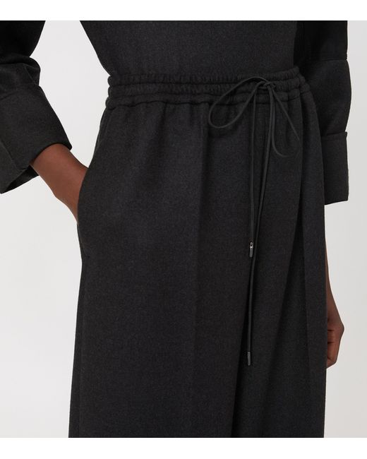 Max Mara Black Stretch-Virgin Wool Drawstring Trousers