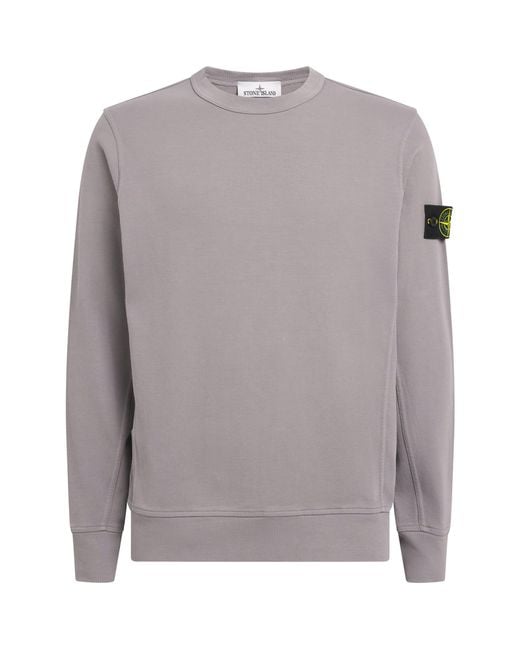 Stone Island Gray Cotton Rib-Knit Compass Sweatshirt for men
